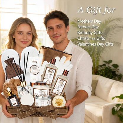 Gifts for Women & Men, Coconut Vanilla Birthday Gift Basket, Spa Gift Basket for Women, Bath and Body Spa Gifts for Mom & Dad, Spa Gift Set Designed for Fathers Day, Mothers Day, Christmas Gifts