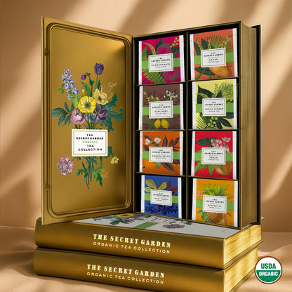 Life Plus Style Gourmet The Secret Garden Organic Tea Gift Set 80 Tea Bags 8 Flavors Green & Black Assorted Pack Sampler Tea Set Collection with Mango & Fruit Infusions Premium Birthday Gift for Women