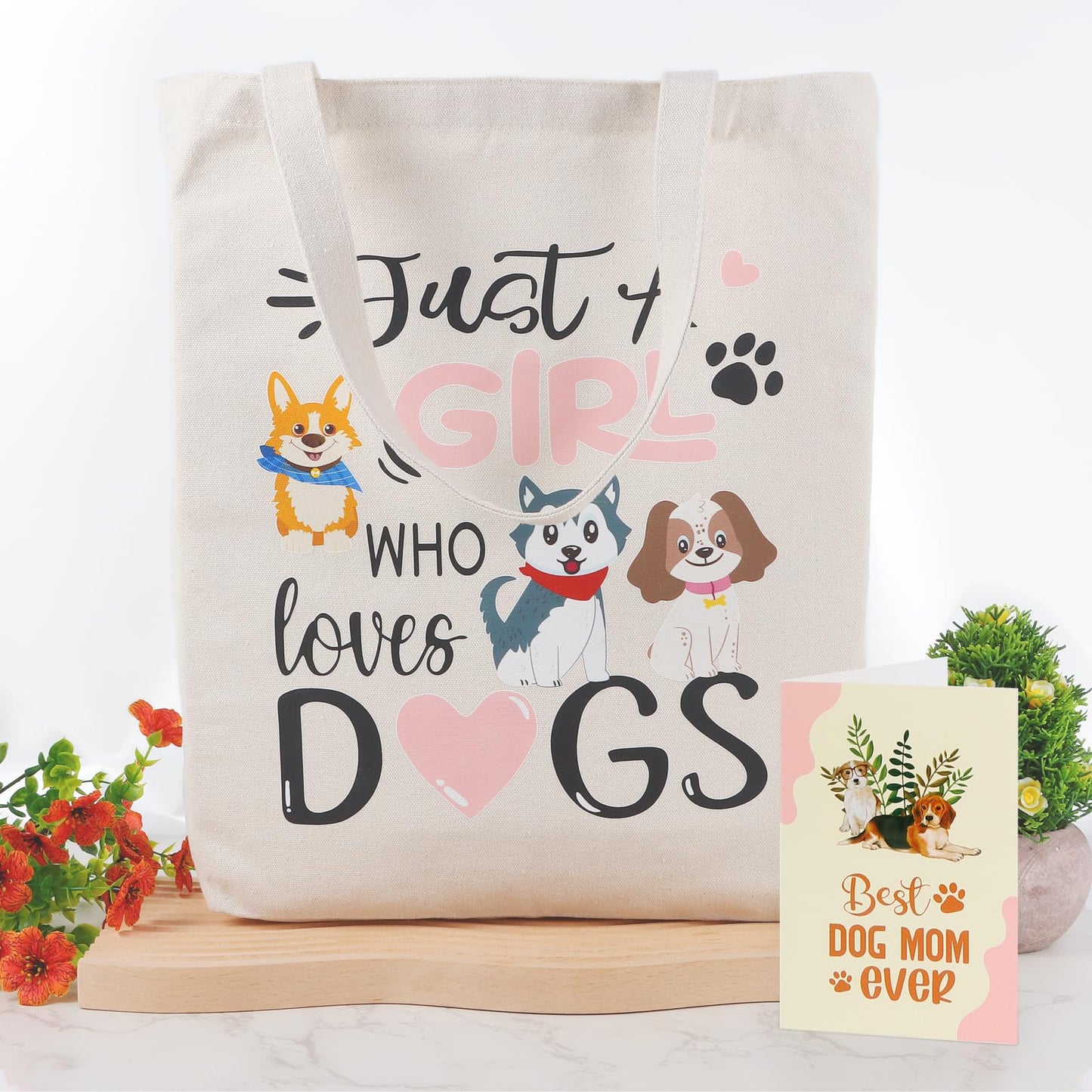 Bayelove Dog Mom Gifts for Women Best Dog Mom Gifts Dog Gift Basket Cool Gifts for Dog Lovers Include Canvas Tote Bag Glass Cup Keychain Socks Gift Card for Birthday Christmas Mothers Day