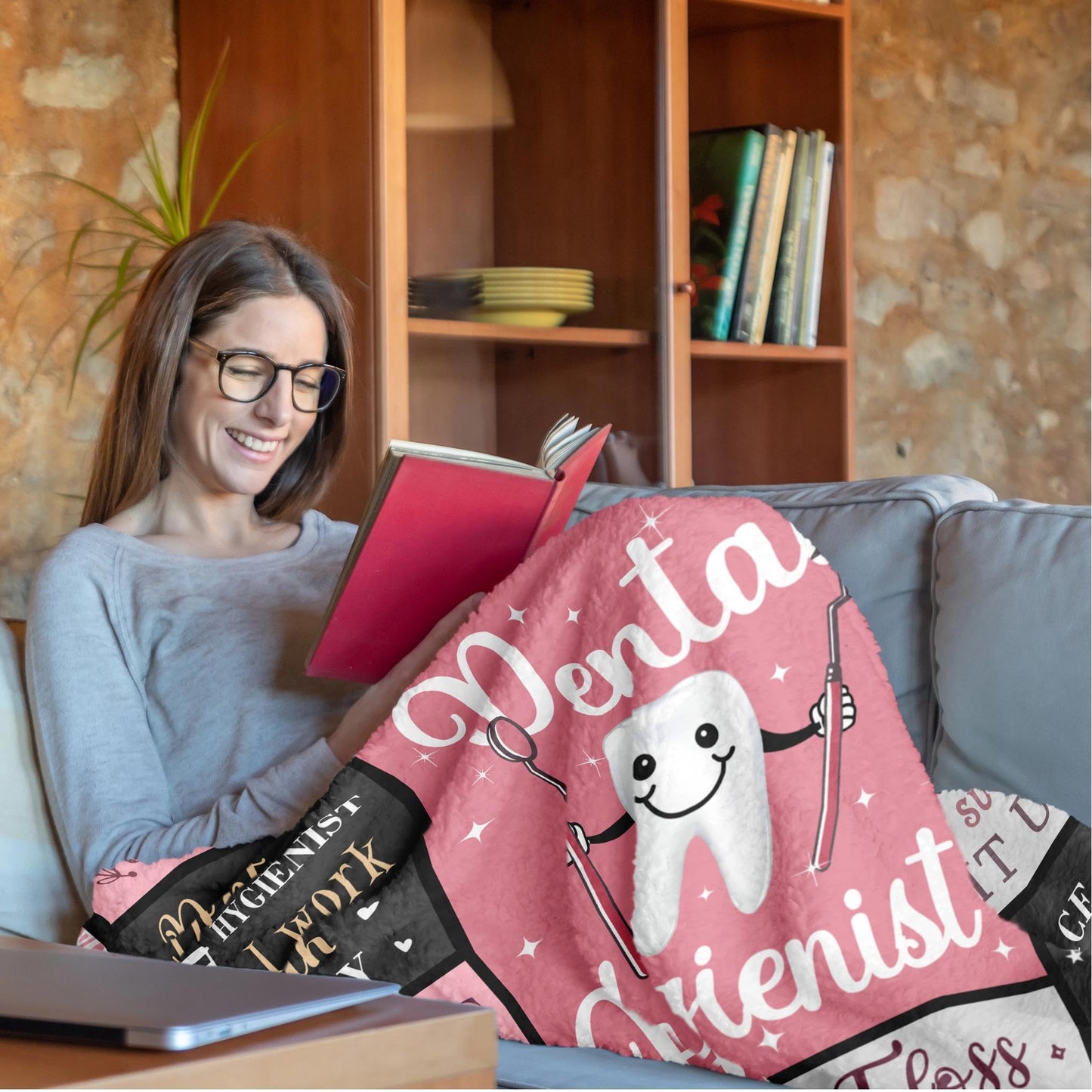 Dental Hygienist Gifts for Women Coworkers, Christmas Birthday Appreciation Graduation Gifts for Dental Hygiene Student Throw Blanket 60"X50"