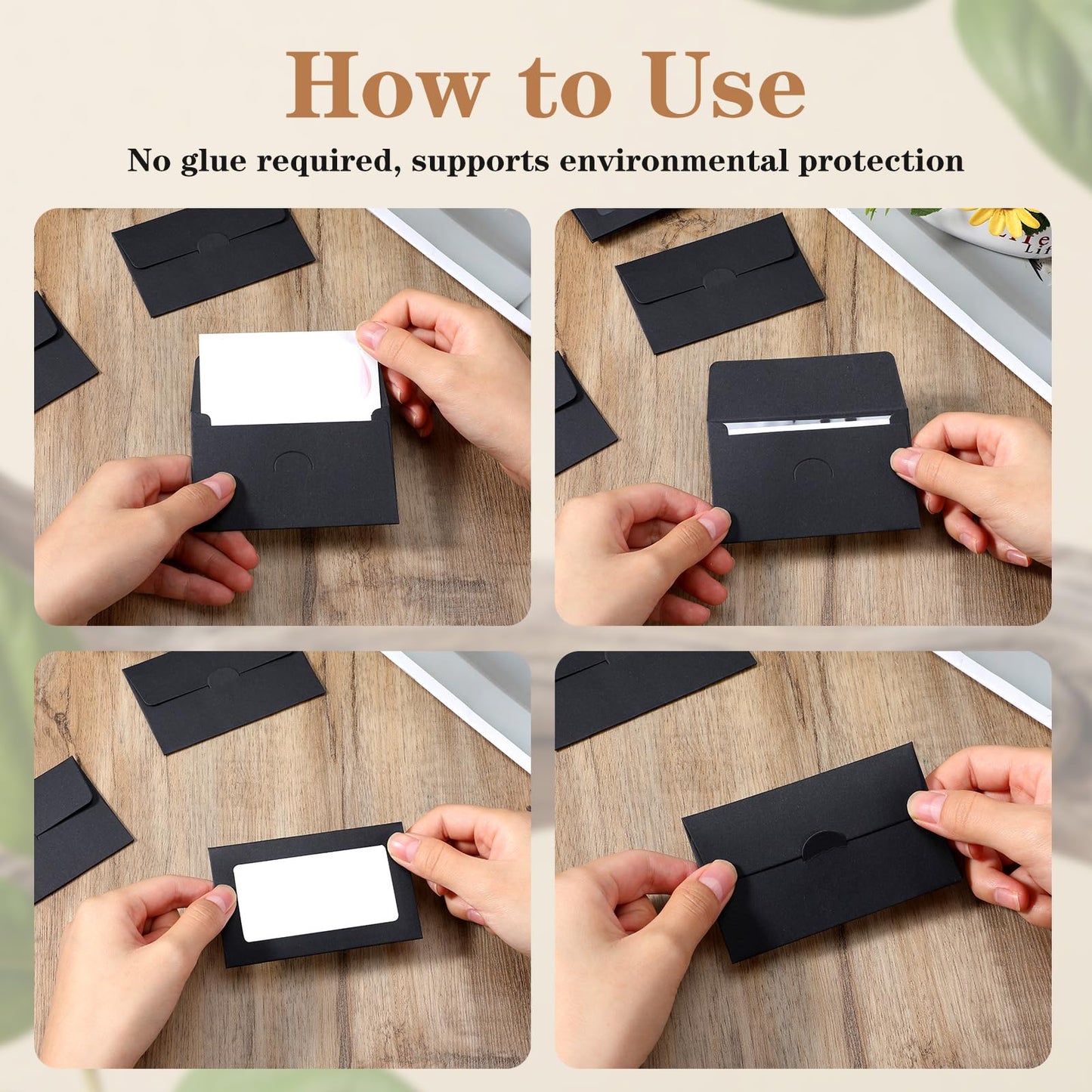 200 Packs Window Gift Card Envelopes Gift Sleeves, 4" x 2.4" Card Holder Envelope, Mini Business Invitation Cards Envelopes Without Cards for Christmas New Year Thanksgiving Party (Black)