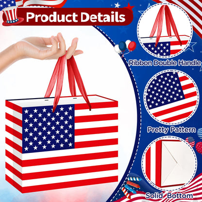 United States US Flag Gift Bag with Card & Wrapping Papers, USA 4th of July Gift Bag Party Decorations American Patriotic for National Day of The United States,Birthday,Souvenirs Goodie Treat Bag