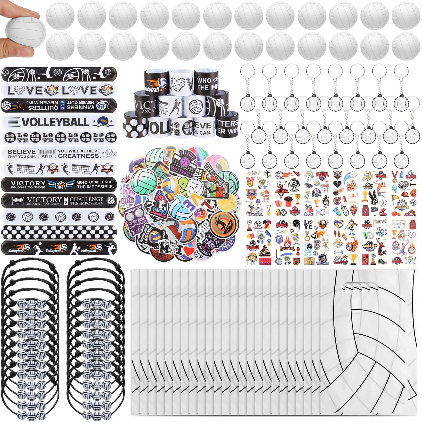Kolewo4ever 295 Pieces Volleyball Party Favors Supplies Set Bulk Volleyball Goodie Bag Fillers for Sport Party Gifts Bags (Volleyball)