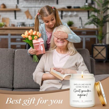 Great Grandma Gifts for Great Grandma Baby Announcement, Christmas - 7 Oz Lavender Scented Candles (Great-Grandma Again)