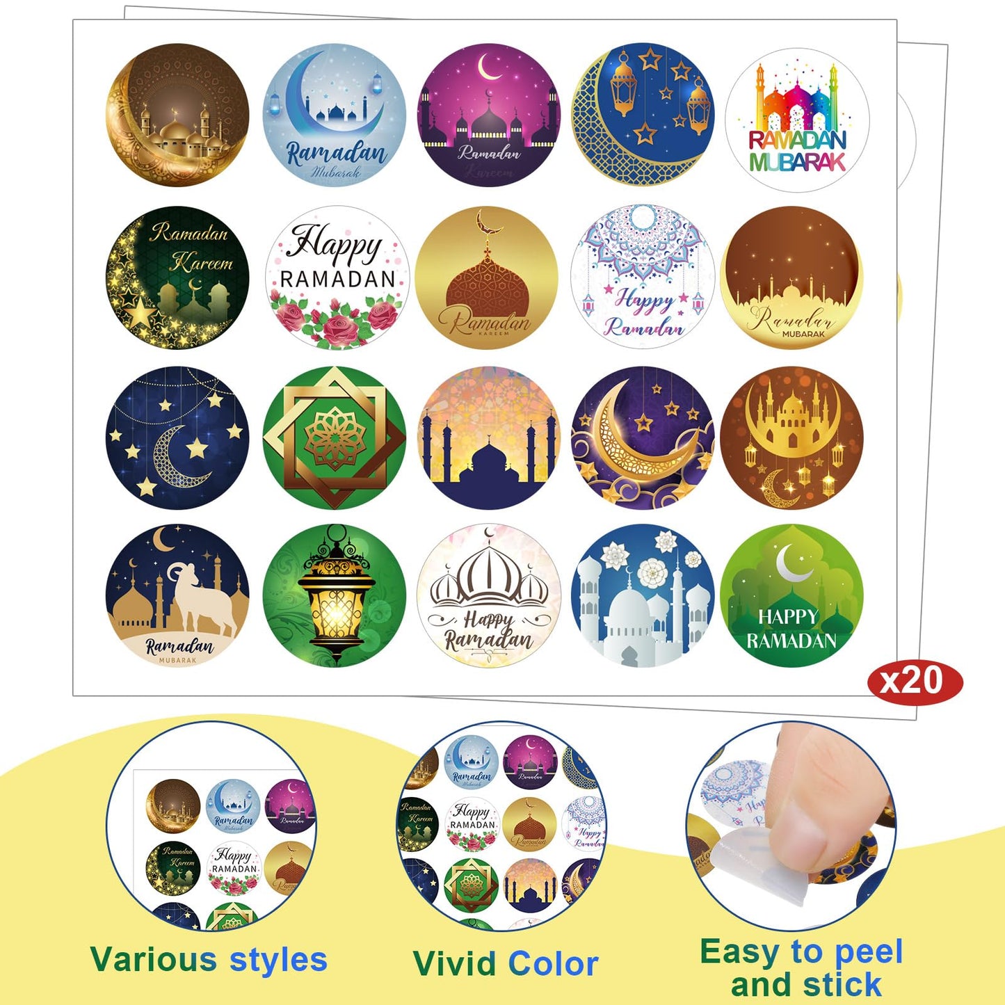 Mooliwe 496 Pcs Ramadan Gifts Eid Ramadan Pencil Wristband Sticker Set Including 48 Pencil 48 Wristband 400 Sticker for Mubarak Party Decorations Gifts(Classic)