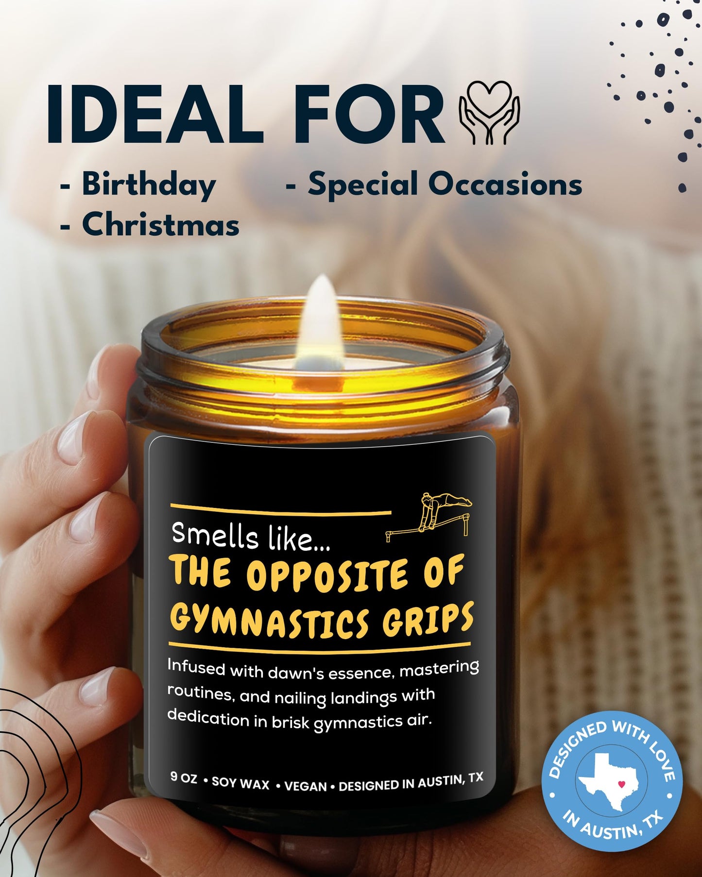Funny Gymnastics Candle, Gymnastics Gifts for Girls Teenager, Cool Sports Themed Gift Ideas for Players, Coach, Youth, Teens, Teams, Athletes, Moms, Christmas, Birthday, Special Occasions, Gift-Ready