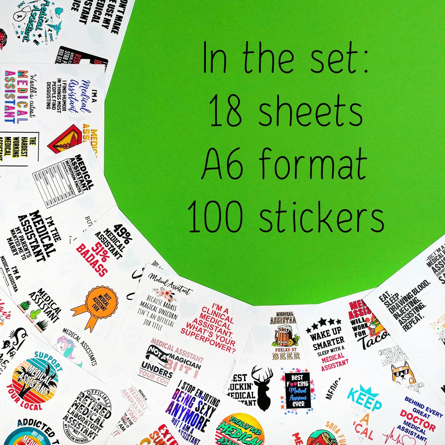 BulbaCraft 100 Pcs Funny Medical Assistant Stickers, Medical Assistant Gifts for Women & Men, Gifts for Women & Men