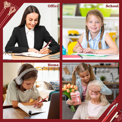 BESARME 4 Pcs Red Pens for Women, Red Gifts for Girls Personalized Bridal Shower Gifts for Women Cute Pen for School Office Supplies