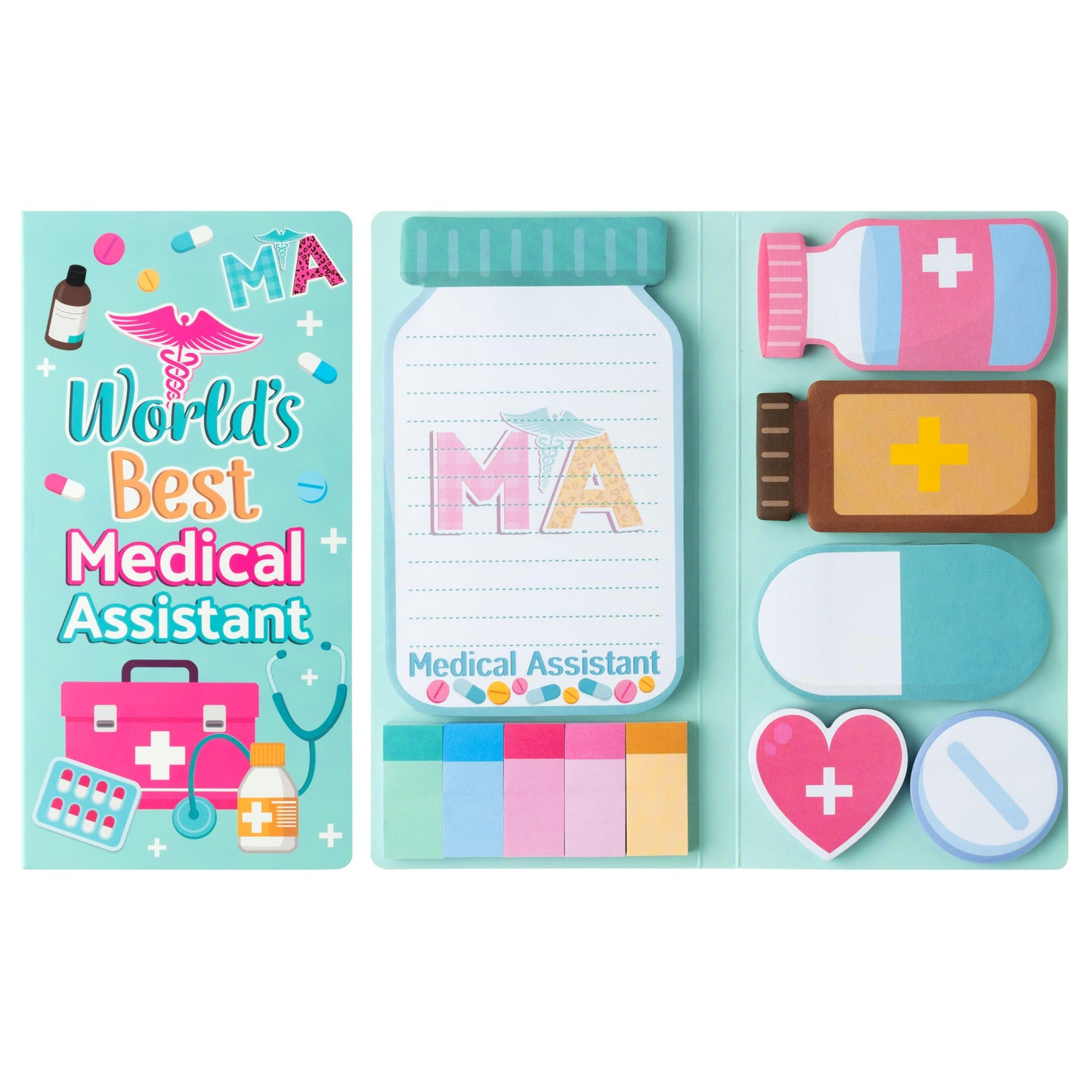 B1ykin Sticky Notes Set - Cartoon Theme Cute Self-Stick Notes Pad Teacher Appreciation Gifts， Self-Adhesive Writing Memo Pages Sticky to Do Notepad for Kids Employee School Office (Medical Assistant)