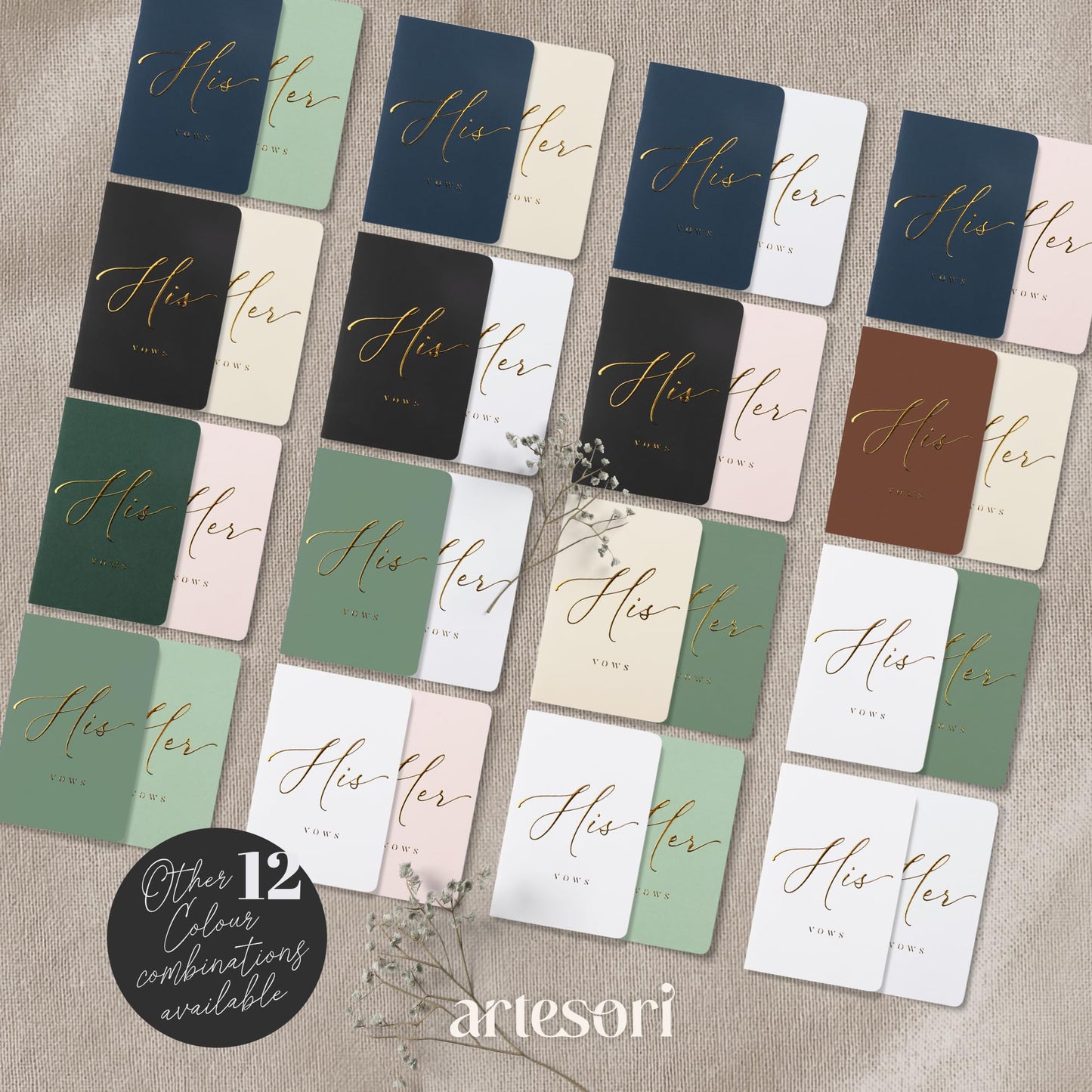 ARTESORI Premium Wedding Vow Book for Her & Him, Soft Touch, Gold Foil, 28 Lined Pages, Wedding Vow Books His and Hers, Wedding Essentials, Wedding Registry Ideas, His and Hers Gifts