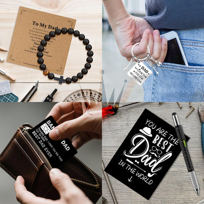 11 Pcs Best Dad Ever Gift, Father's Day Gifts, Dad Gifts for Men with 20 Oz Tumbler Socks Baseball Cap Tape Measure Bracelet Wallet Card Keychain, Fathers Day Birthday Christmas Gift for Dad Husband