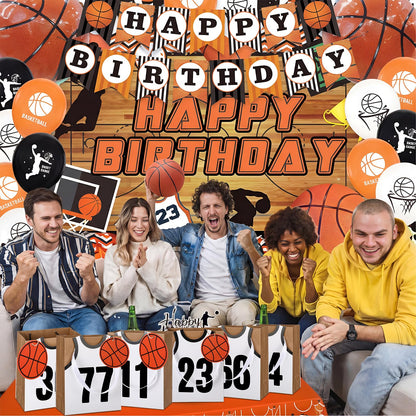 YooNotee 12 Sets Basketball Gift Bags with Handles DIY Personalized Basketball Goodie Treat Candy Snack Bags for Birthday Team Game Party Favor Supplies