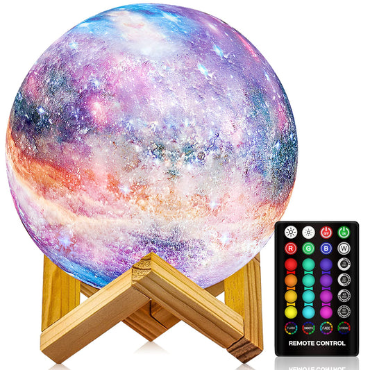 Moon Lamp, Night Light, 16 Colors Galaxy Lamp 3D Printing Moon Light with Stand/Remote Control/Touch/USB Rechargeable/Timer, Moon Night Light for Kids Friend, Home decor Mothers Day Gifts (4.8 inch)