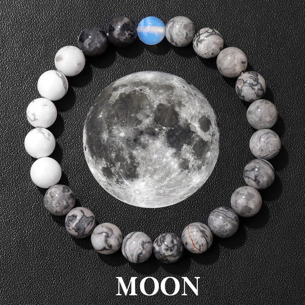 Solar System Planet Bracelet for Women Men Guardian Jewelry Eight Planets Beaded Bracelet for Astronomy Enthusiast Gift Natural Stone Jewelry