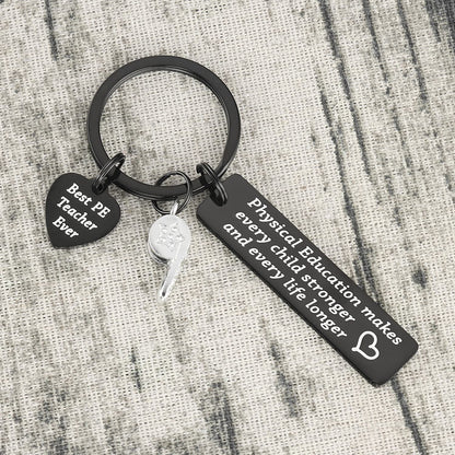 PE Teacher Appreciation Gifts Keychain for Women Men Male from Student PE Whistle Charm Keyring Thank You Gym Teachers Best P E Coach PE Keychain