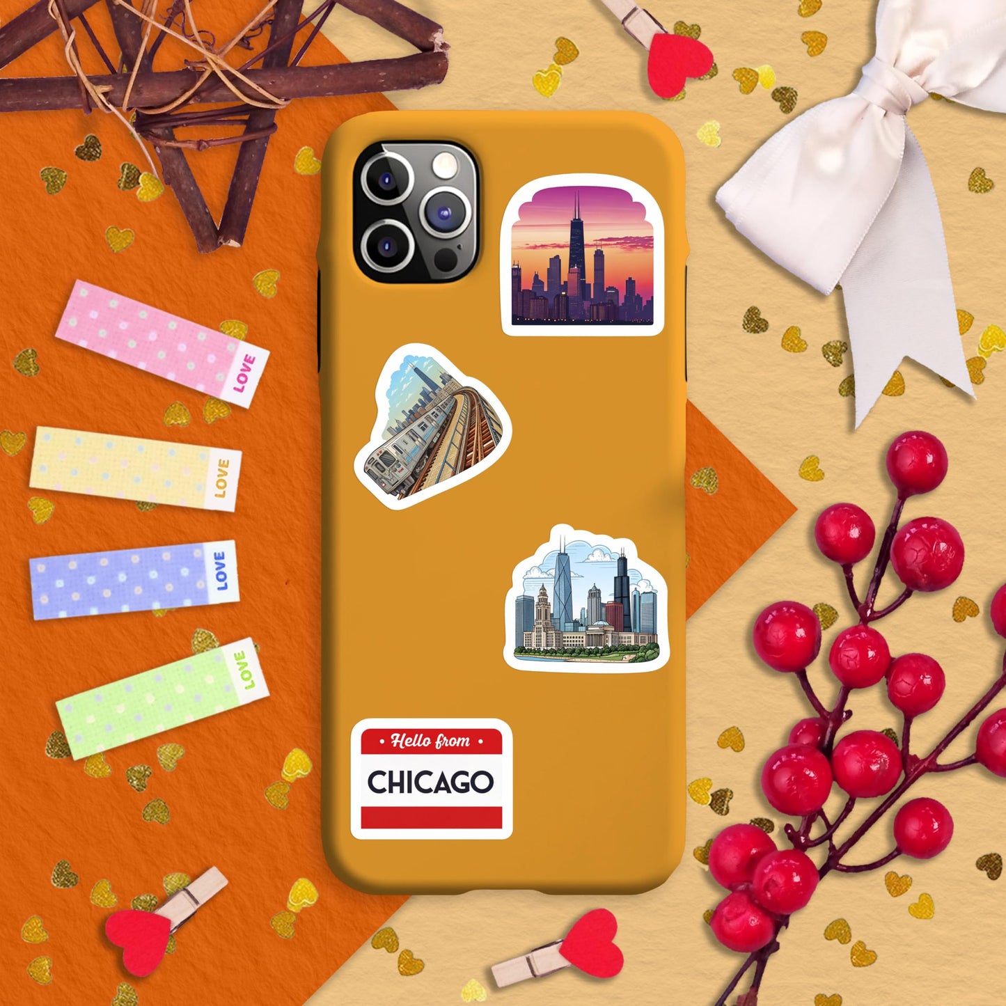 100Pcs Chicago Stickers and Decals for Luggage, Water Bottle - Chicago Gifts, Party Supplies - Travel USA Cities Stickers - Gift for Women & Men