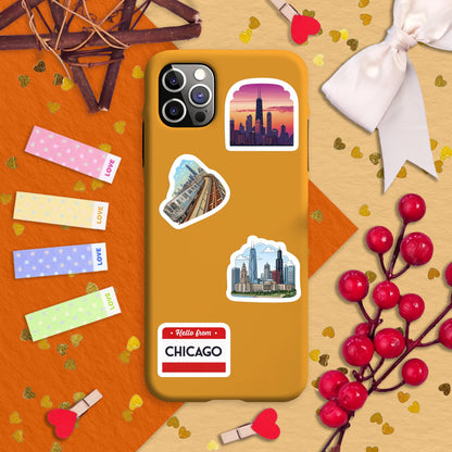 100Pcs Chicago Stickers and Decals for Luggage, Water Bottle - Chicago Gifts, Party Supplies - Travel USA Cities Stickers - Gift for Women & Men