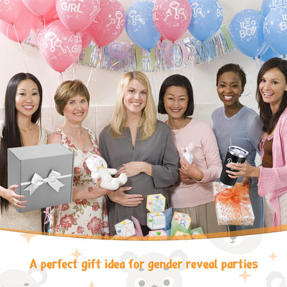 Chuarry 10 Pcs Pregnancy Gifts for New Parents New Mom Women Gender Reveal Gifts Baby Shower 20oz Mom and Dad Tumblers Frame Unisex Jumpsuit for First Time Parents Gift Supplies (Classic, Gray)