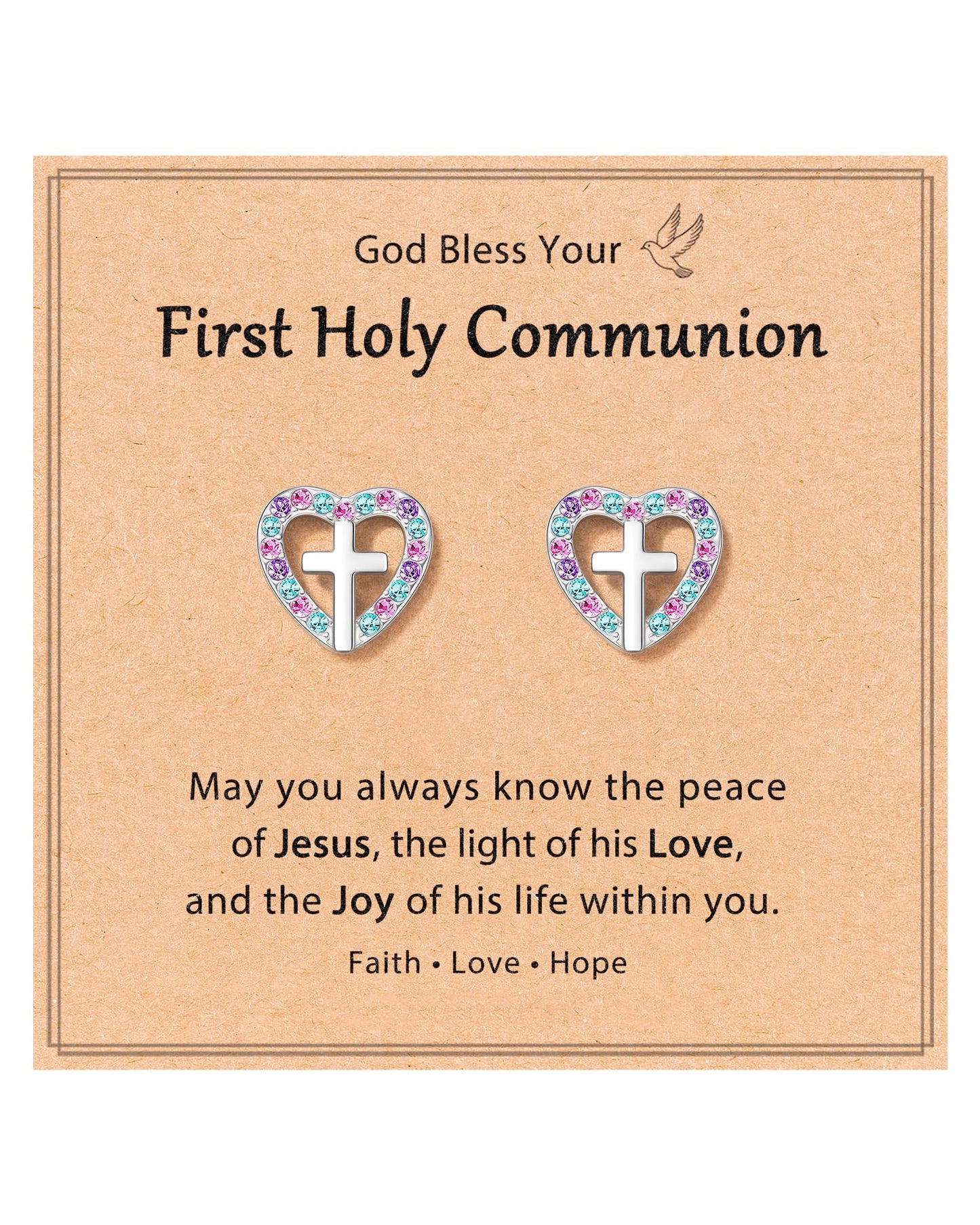 Cross Earrings Communion Baptism Gifts for Girl Kid Christening Baptism Decorations Favors for Girls