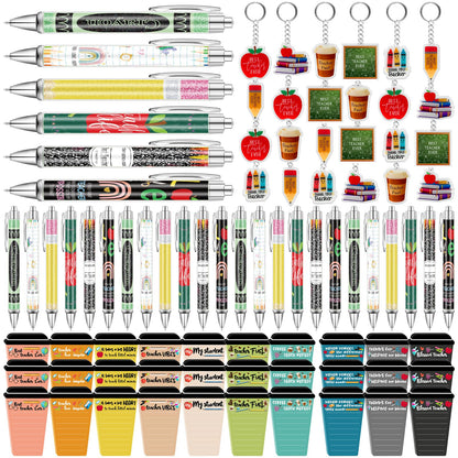 30 Set/90 Pcs Teacher Appreciation Gifts Bulk Include 30 Coffee Cup Sticky Notes 30 Teaching Keychains 30 Teachers Appreciation Pens for School Classroom Teaching Day Graduation End of Year Gifts