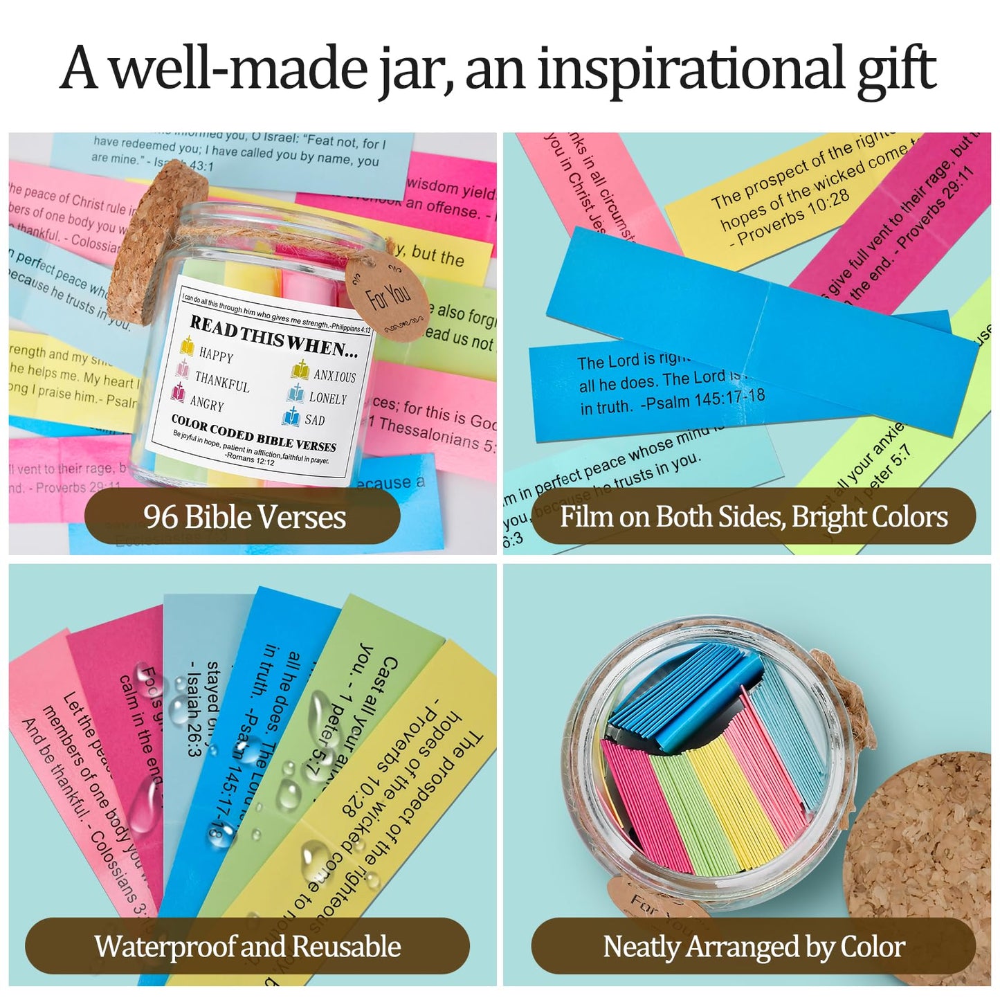 Graduation Gifts for Women Her - Bible Verse Jar Christian Gifts for Women Sister Mom Wife Daughter Dad, Fathers Day Birthday Christmas Stocking Stuffers Mothers Day Presents Religious Jar