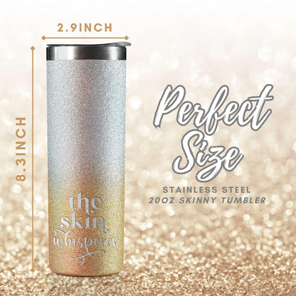 Onebttl Esthetician gifts for Women, Skin Whisperer Gifts, 20 oz Insulated Stainless Steel Tumbler, Siilver-Gold