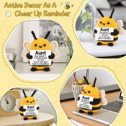 LEJIAJINW Aunt Gifts, Gift for Aunt Mothers Day Valentines Birthday, from Niece Nephew, Mother's Day for Auntie Best Aunts Ever Gifts Mini Easter Basket Stuffer Handmade Crochet Bee