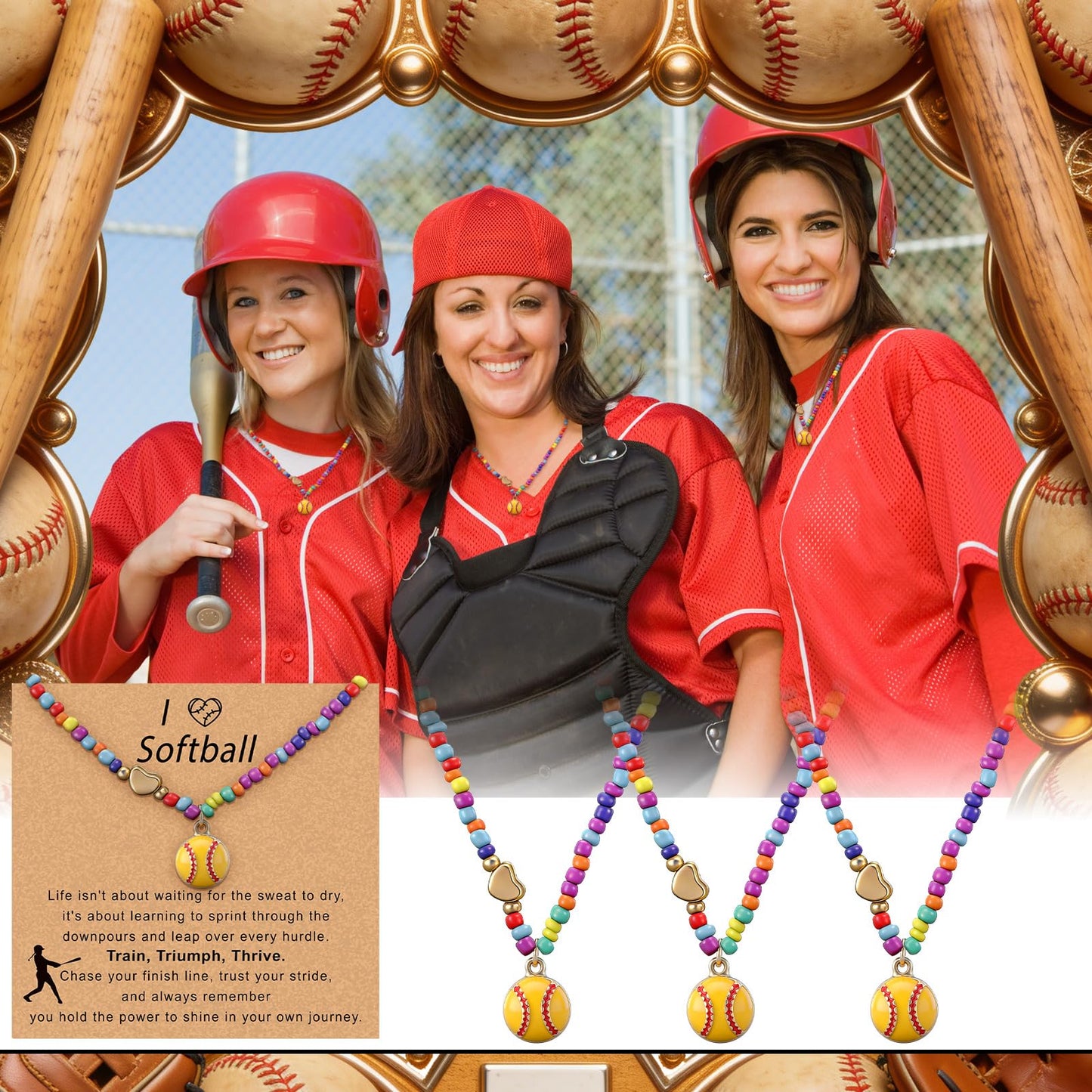 Tondiamo 20 Sets Easter Volleyball/Softball Colorful Beaded Choker Necklace Gifts with Inspirational Card 18+2 Inches for Women Sport Team Accessories Birthday Gift