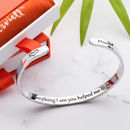 Carviell Engraved Cuff Bracelets for Women – Inspirational, Friendship, Love, Mom, Daughter, Sister, Christian, Graduation, Memorial & Wedding Gifts – 80+ Phrases – Stainless Steel, Gift-Ready