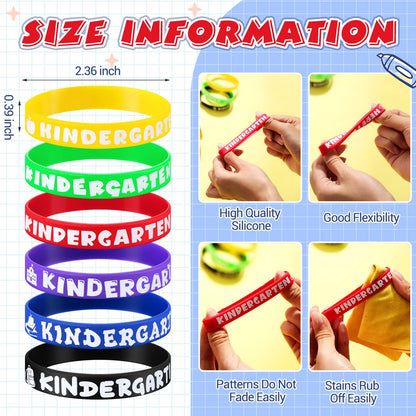 Simgoing 120 Pcs Kindergarten Rubber Bracelets Kindergarten Themed Silicone Wristbands Back to School Party Favors Classroom Decor Supplies Exchange Gifts
