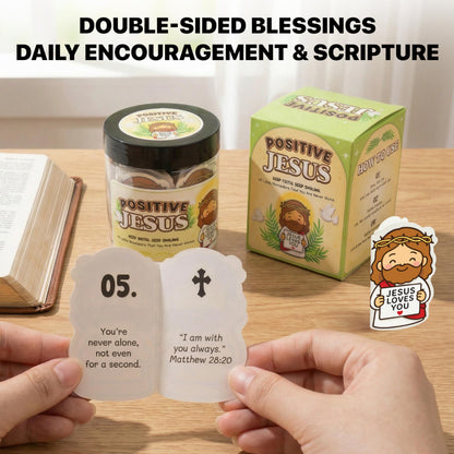60 Positive Tiny Jesus Cards Jar - Religious Christian Mothers Day Gifts for Mom - Christian Gifts For Mom, Wife, Grandma, Mother In Law - Bible Verse Scripture Cards - Daily Encouragement