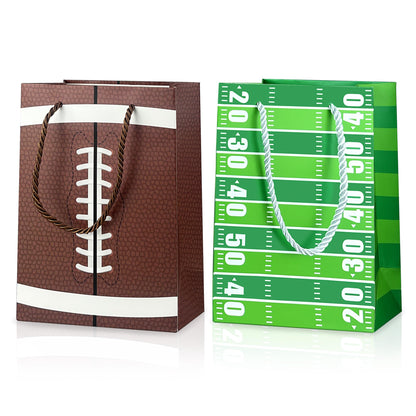 16PCS Football Gift Bags with Handles have Two Different Classic Patterns for Sports Game Parties Easy Carry Wide Applications Perfect Football Gift Bags Bulk and Party Favors