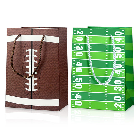 16PCS Football Gift Bags with Handles have Two Different Classic Patterns for Sports Game Parties Easy Carry Wide Applications Perfect Football Gift Bags Bulk and Party Favors