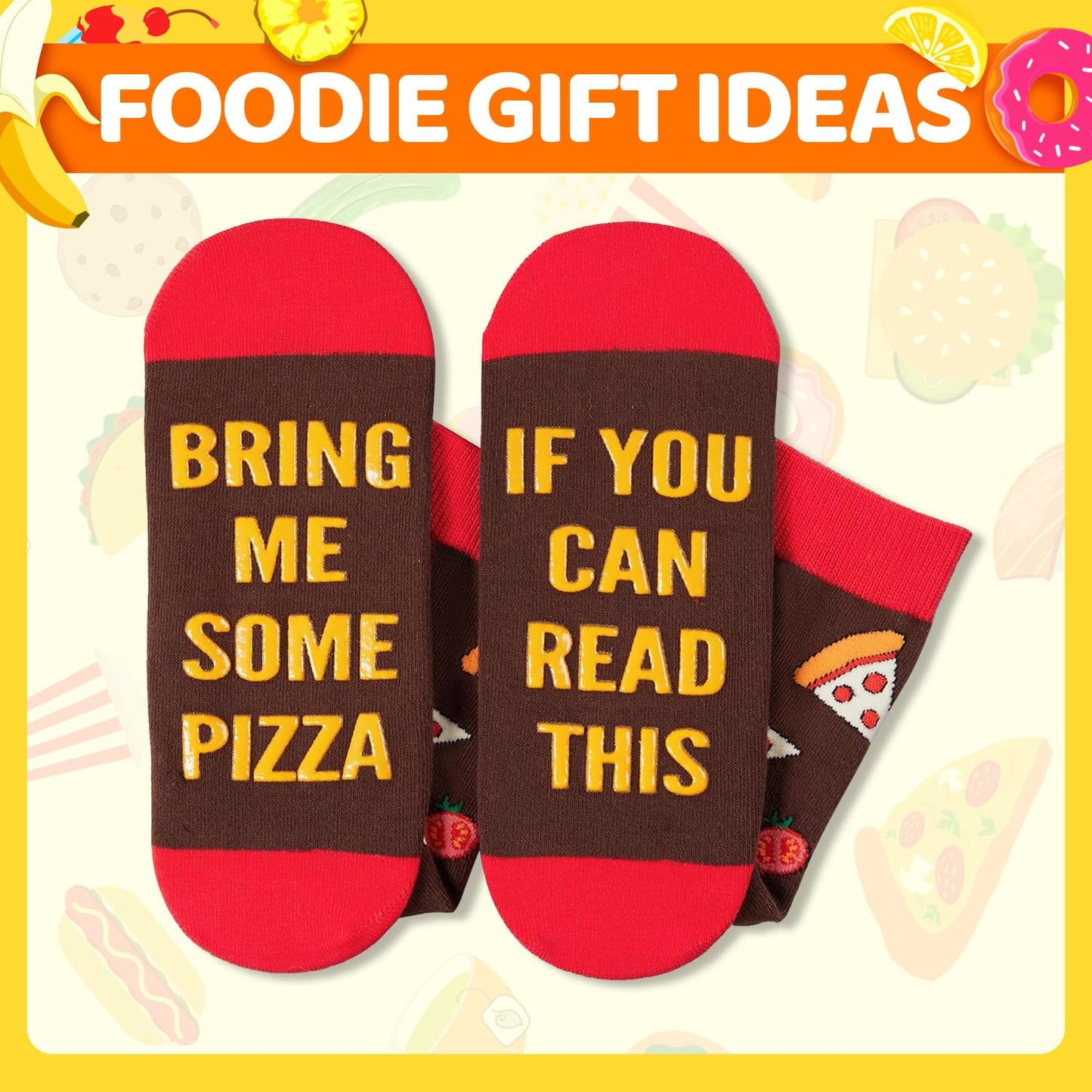 HAPPYPOP Funny Food Socks Men - Women Hot Dog Ramen Taco Gifts, Pizza Socks for Teens