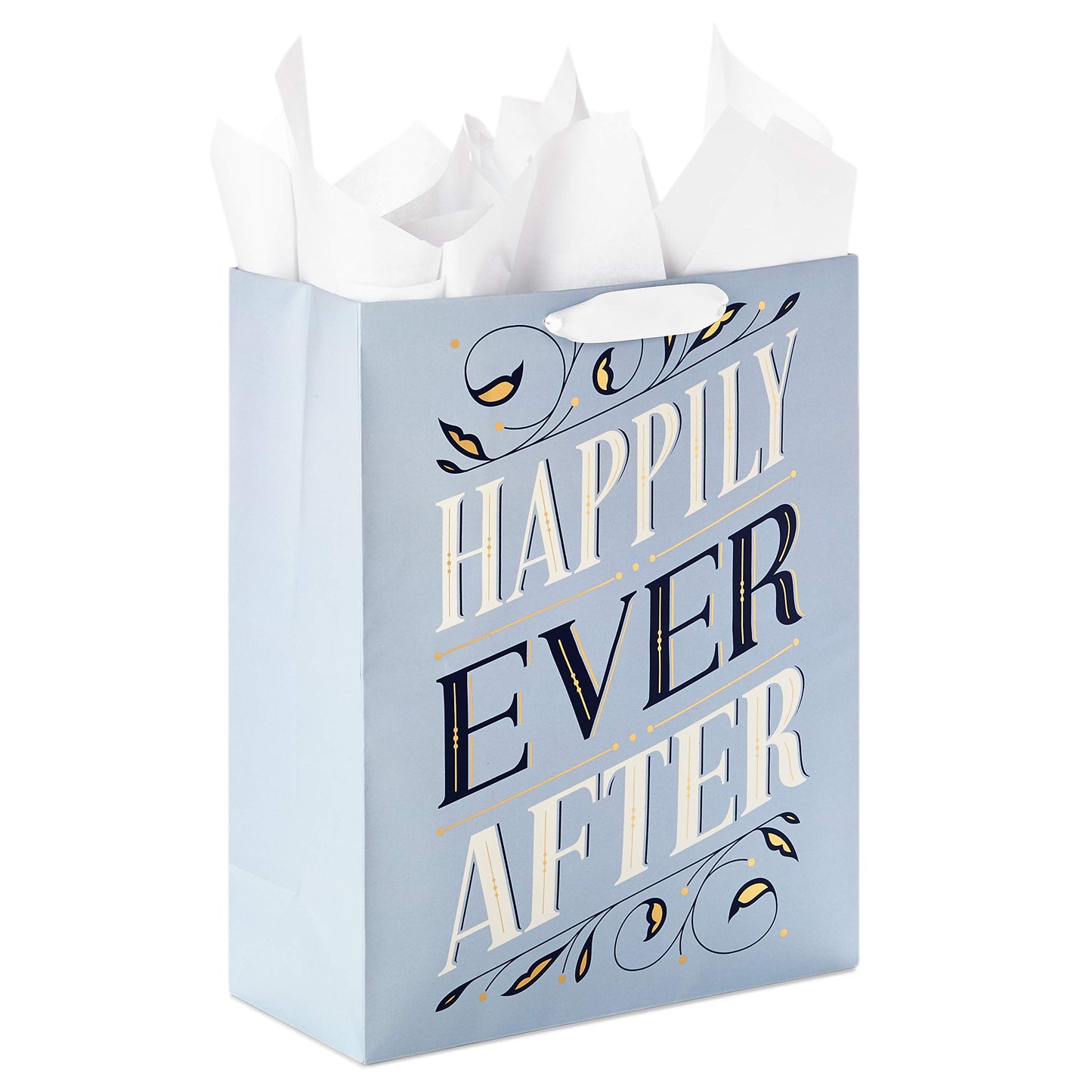 Hallmark 15" Extra Large Gift Bag with Tissue Paper (Happily Ever After) for Weddings, Engagements, Bridal Showers, Vow Renewals