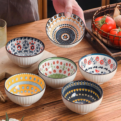 Rice Bowls 10oz, Japanese Style Bowls Set of 6 with Gift Box - Ceramic Bowls for Soup, Dessert, Ice Cream, Snack - Kitchen Gifts for Women Christmas Gift
