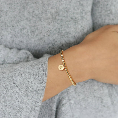 Turandoss Initial Bracelets for Women - Dainty 14K Gold Plated Letter A-Z Charm Disc Bracelet for Women Trendy Jewelry Gifts