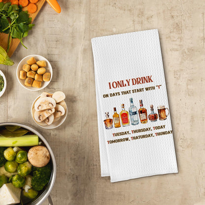 Funny Alcohol Kitchen Towels, Gifts for Alcohol Lovers Dish Tea Towels for Kitchen Decor, Cocktail Beer Drinkers Gifts Decorative Hand Towel for Bar Cart, 16x24 Inch