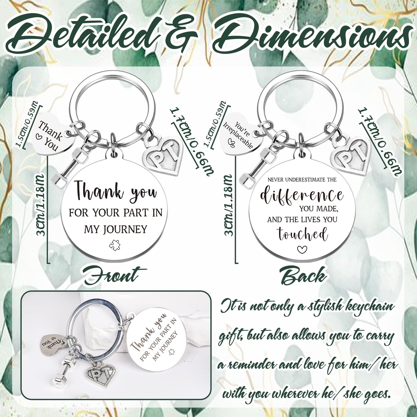 Therapist Gifts Keychain for Women Men - Thank You Gift Mental Health OT PT Respiratory Therapists for Mentor Christmas