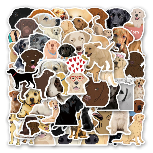 60pcs Labrador Retriever Stickers Vinyl Waterproof Aesthetic Cute Cartoon Animals Dog Decals Stickers for Laptop Water Bottles Skateboard Book Scrapbook Luggage Decals for Adults