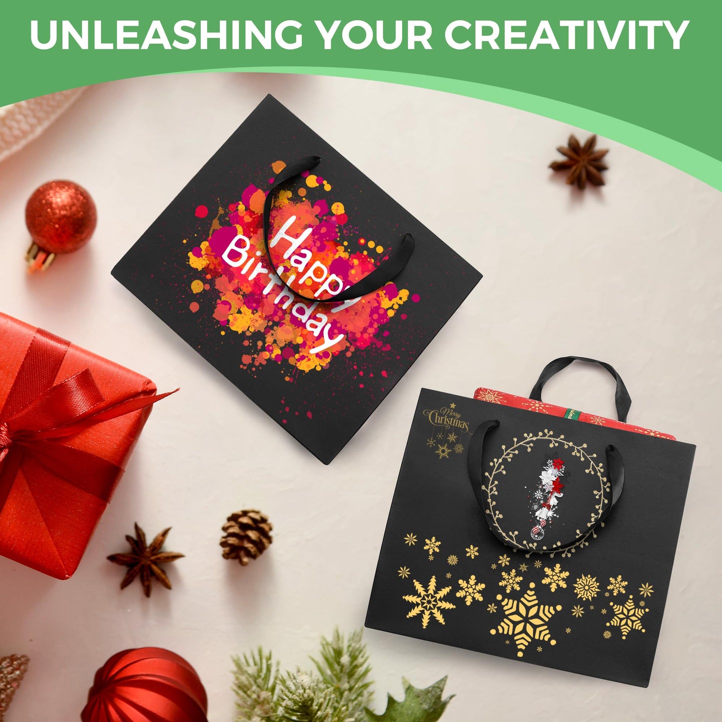 MOXARYSU Black Gift Bags With Handles: 12.5x4.5x11 Inch 30pcs Large Paper Gags Bulk For Party Shopping Birthday Wedding (30)