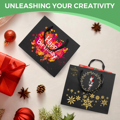 MOXARYSU Black Gift Bags With Handles: 12.5x4.5x11 Inch 30pcs Large Paper Gags Bulk For Party Shopping Birthday Wedding (30)