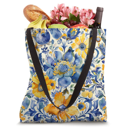 Ukraine Retro 30s Cute Floral Vintage Ukrainian Pattern Tote Bag