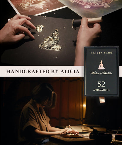 Wisdom of Buddha Oracle Cards | 55 Affirmation Pocket-sized Card Deck for Inner Peace and Clarity, Includes Hand-Illustrated Artwork by Alicia Tang and Sanskrit Mantra Amulet
