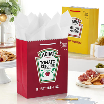 Hallmark Heinz 13" Large Gift Bags (2 Bags: Ketchup and Mustard) for Birthdays, Father's Day, Fourth of July