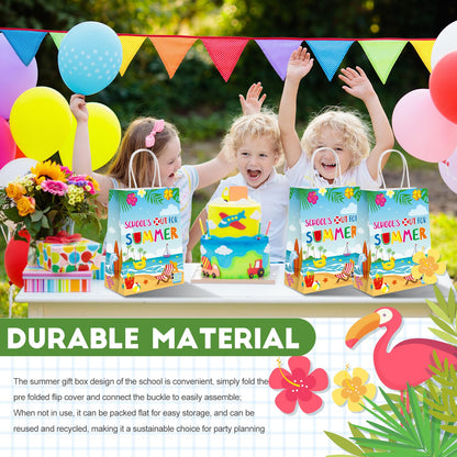 Sweetude 24 Pcs School's out for Summer Gift Bags End of School Year Present Summer Beach Pool Goodie Treat Paper Bags for Summer Vacation Graduation Tropical Party Celebration Favors Supplies