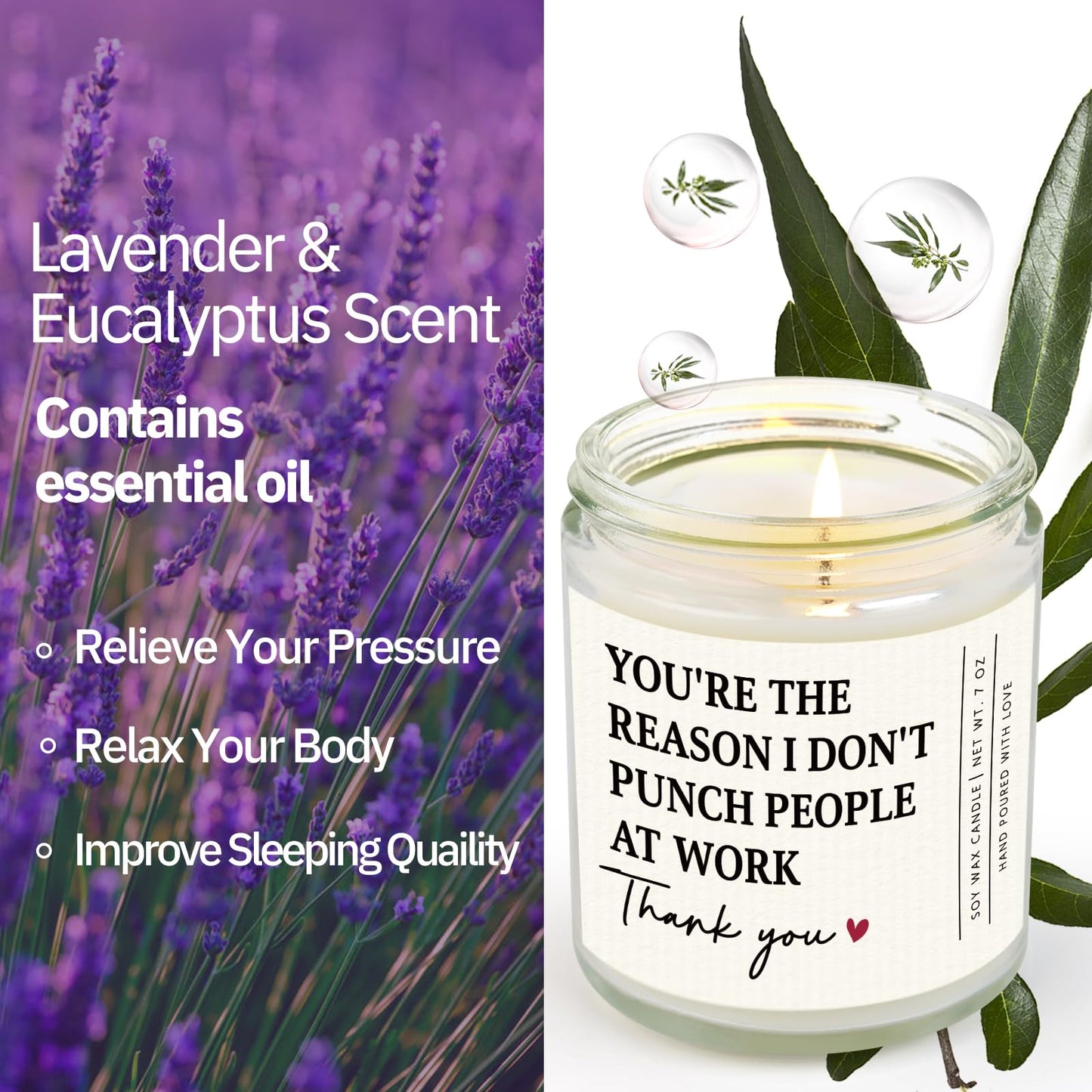 Gifts for Coworker, Work Bestie, Boss Lady Gifts for Women, Funny Birthday Retirement Farewell Appreciation Presnets for Coworker, Boss, Employee - Handmade Lavender Scented Candle 7oz