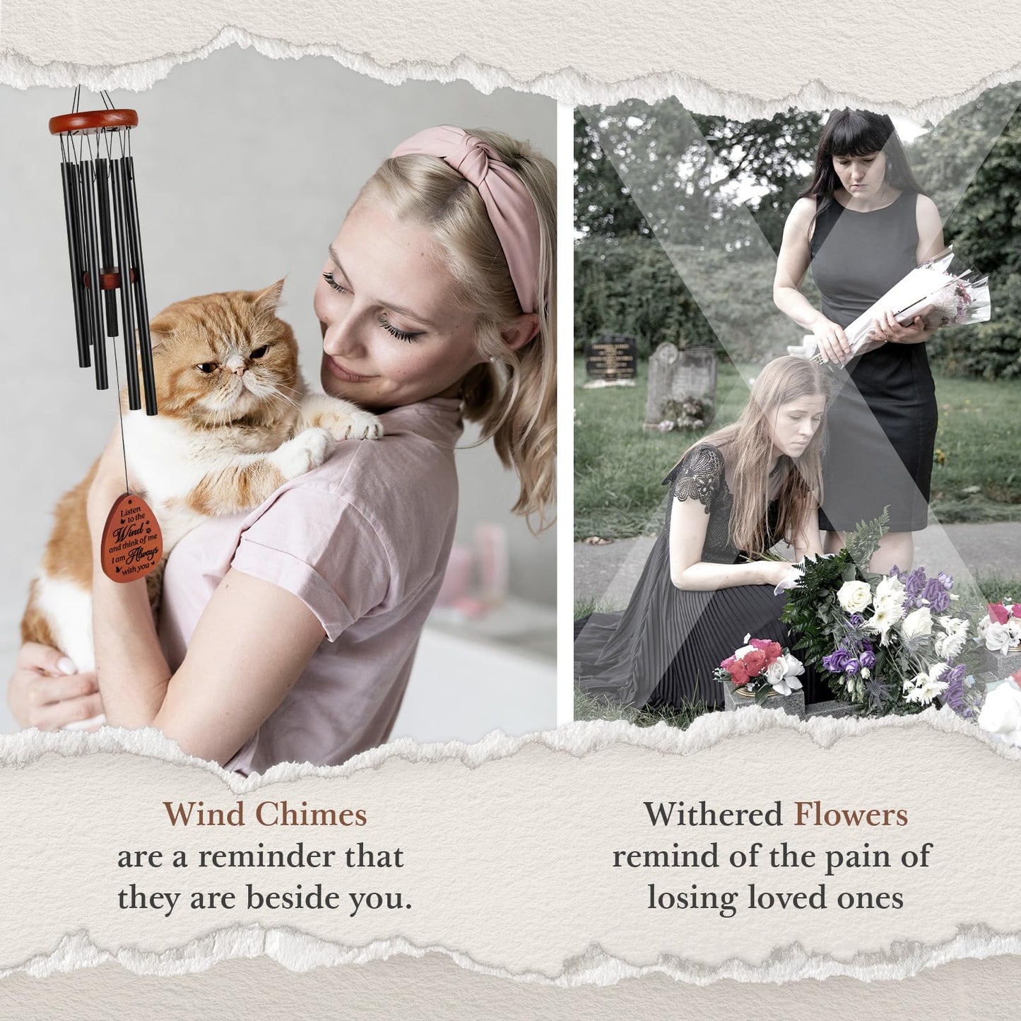 SteadStyle Cat Memorial Gifts for Loss of Cat, Pet Memorial Wind Chimes, Pet Memorial Gifts for Cats, Loss of Cats Sympathy Gift, Remembrance Sympathy Wind Chime Outdoor Garden Patio 25.5 in