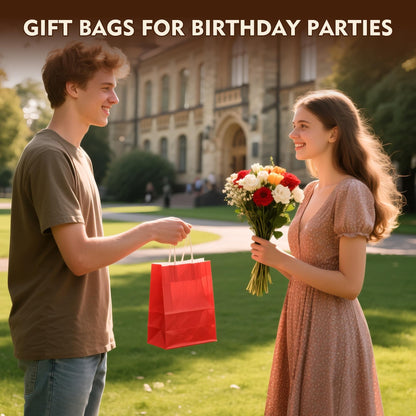 YEEHAW 24 Pack Small Gift Bags 5.8"×3.2"×8.25" Kraft Paper Bags with Handles, Party Favor Bags Bulk for Kids Birthday, Baby Shower, Crafts, Wedding, Party (6 Colors)