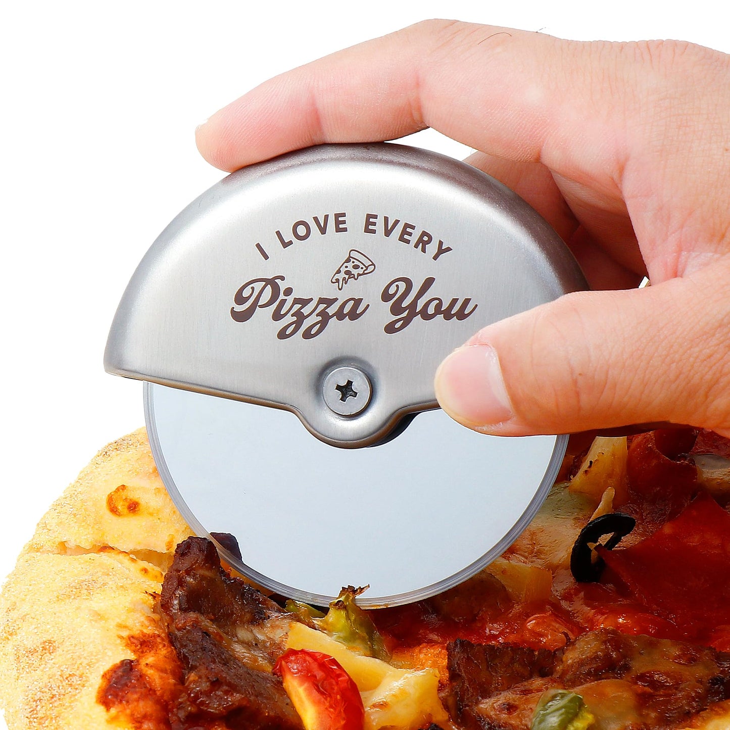 Valentine's Day Pizza Cutter Gift for Boyfriend, Husband - Engraved "I Love Every Pizza You" Anniversary for Men - I Love You Gifts for Him - Stainless Steel Pizza Cutter Wheel - Gift for Pizza Lovers